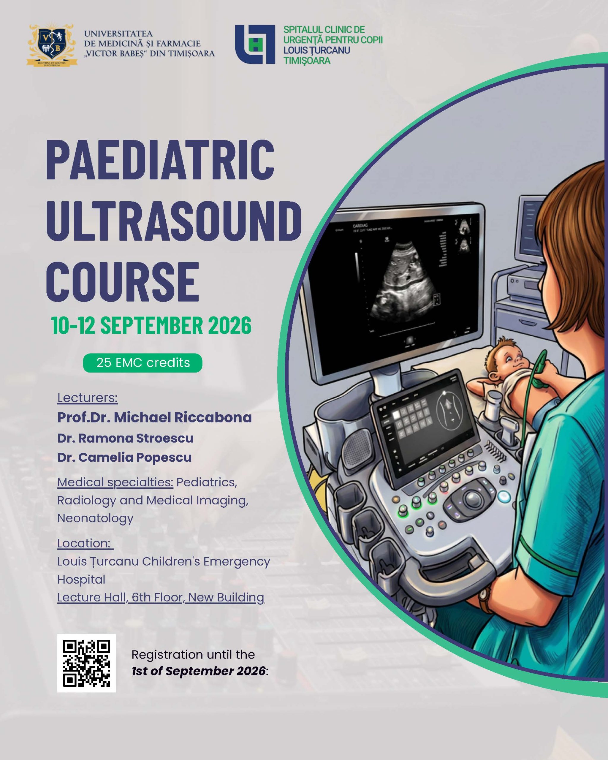 Curs Internațional de Ecografie Pediatrică 10–12 septembrie 2026, Timișoara